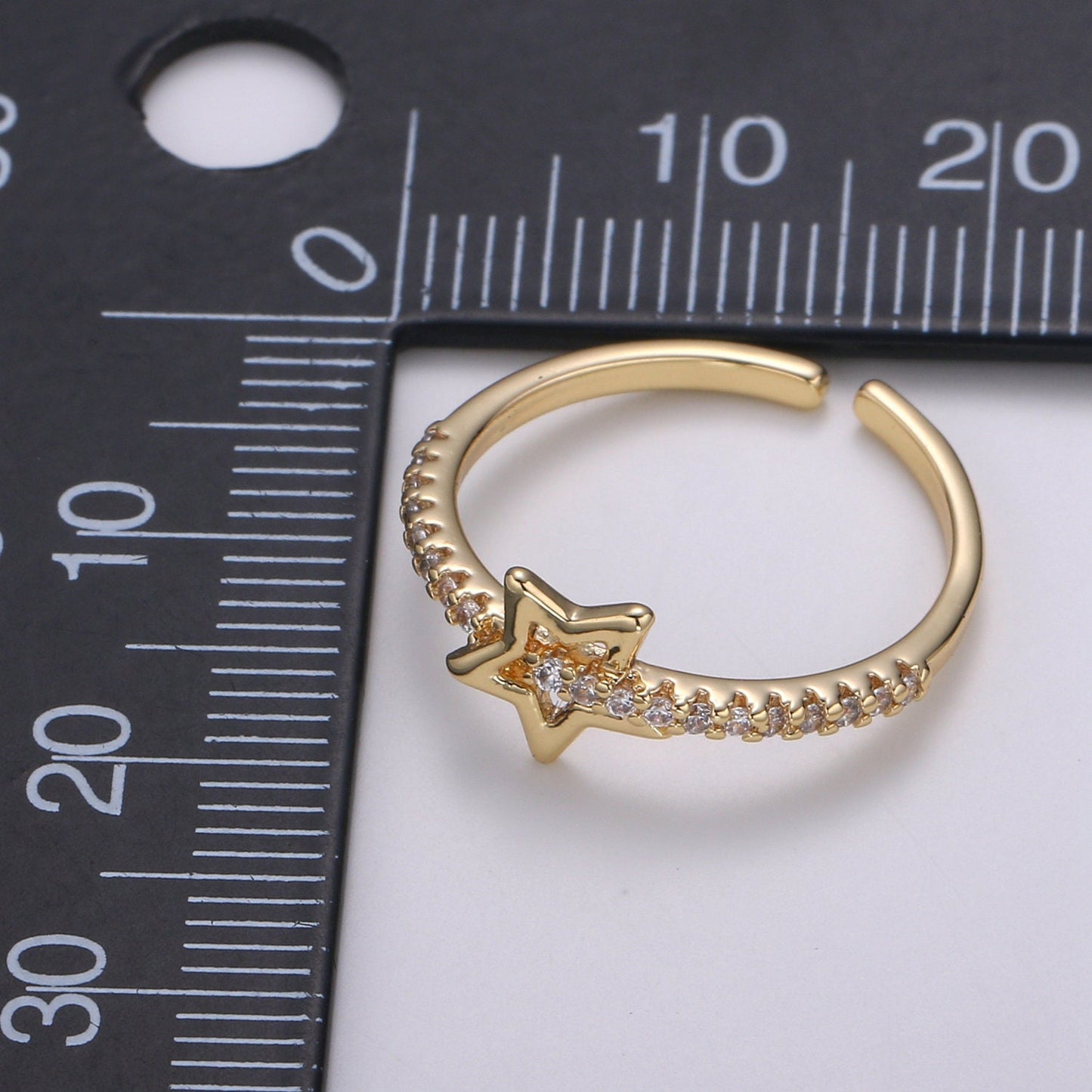 1pc Star of the Universe 18k Gold Ring, CZ Milkyway Adjustable Gold Ring, Simple Ring,Circle Ring- R-490