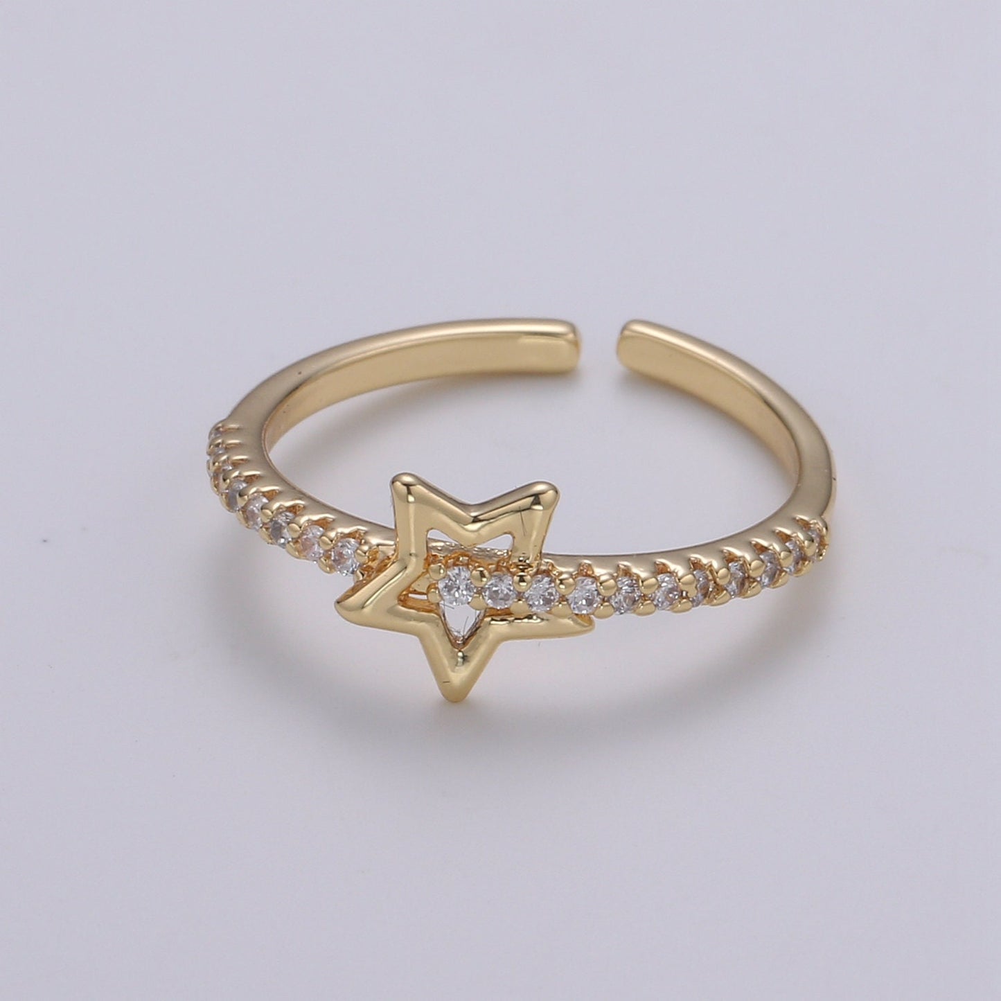 1pc Star of the Universe 18k Gold Ring, CZ Milkyway Adjustable Gold Ring, Simple Ring,Circle Ring- R-490