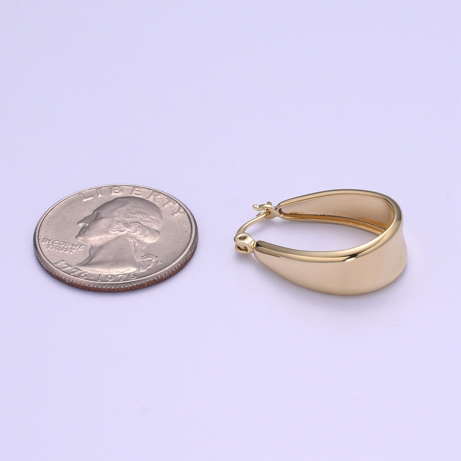 14K Gold Thick Hoops - Gold Thick Hoop Earrings - Simple Thick Hoops - Light Weight Hoops P091