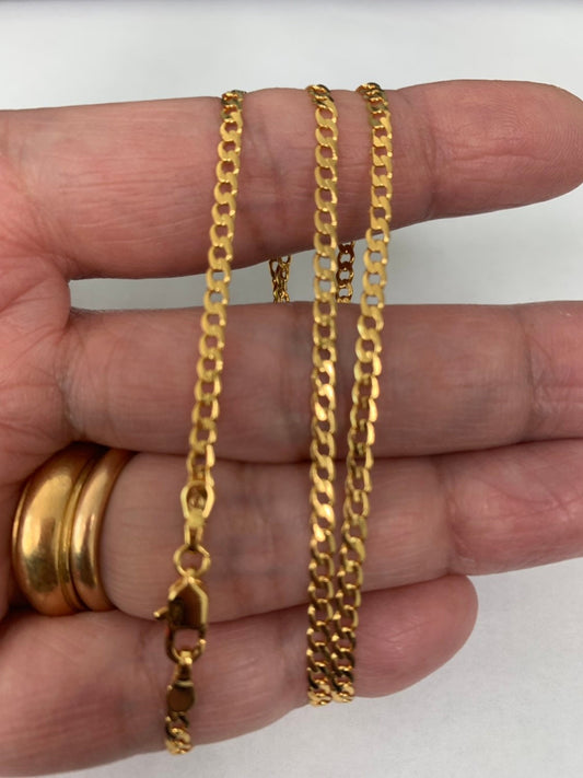 1pc 17.8'' Ready to Use 24K Gold Cuban Curb Necklace Chain, Layering Curb Chain Necklace, Lobster Clasp, Width is 4.2mm, 966