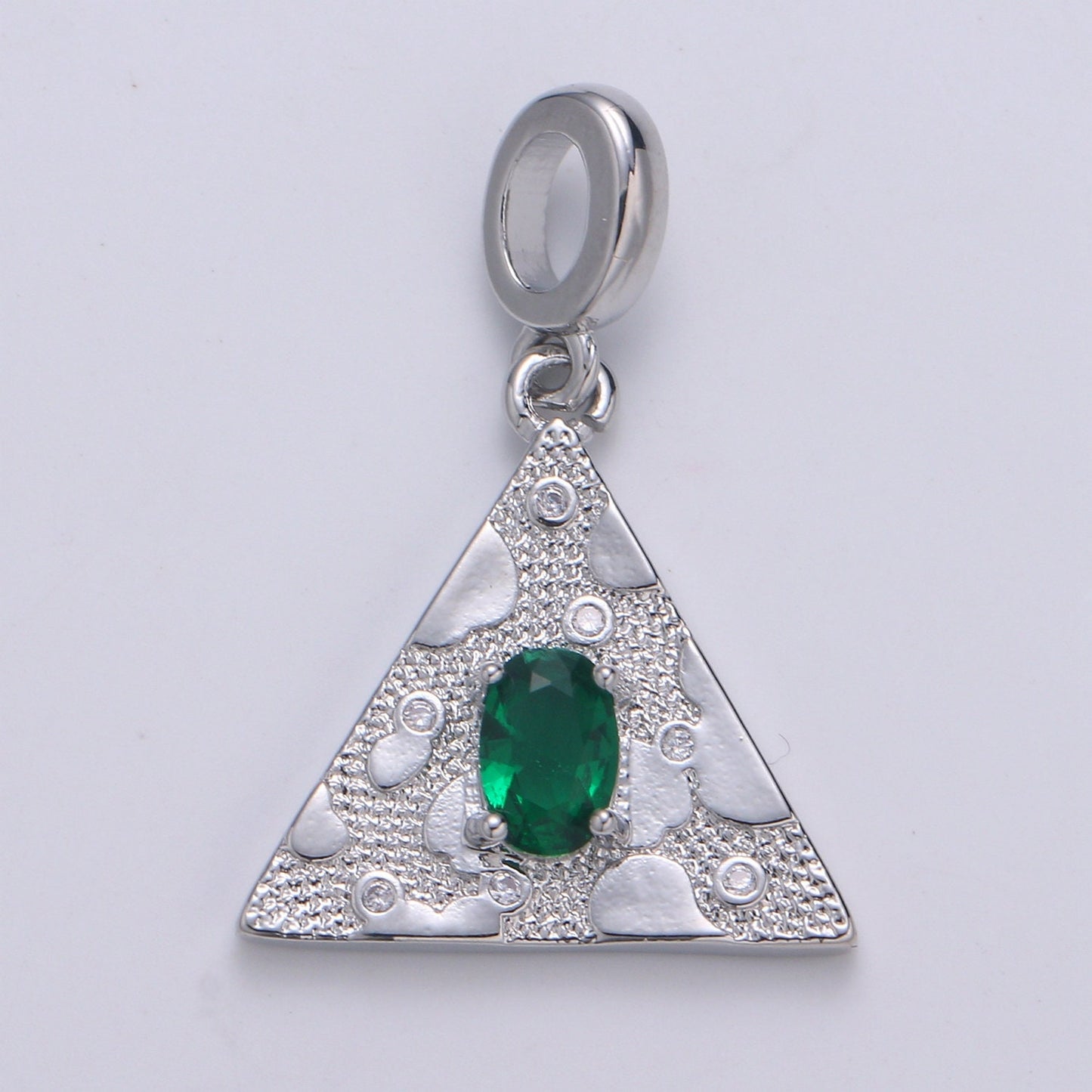 Emerald Cubic Zirconia Charms Pendants-Topo Garden CZ 24K Gold  Medieval Charm, Triangle Pendant Necklace Bracelet Supply.H-255,H-258