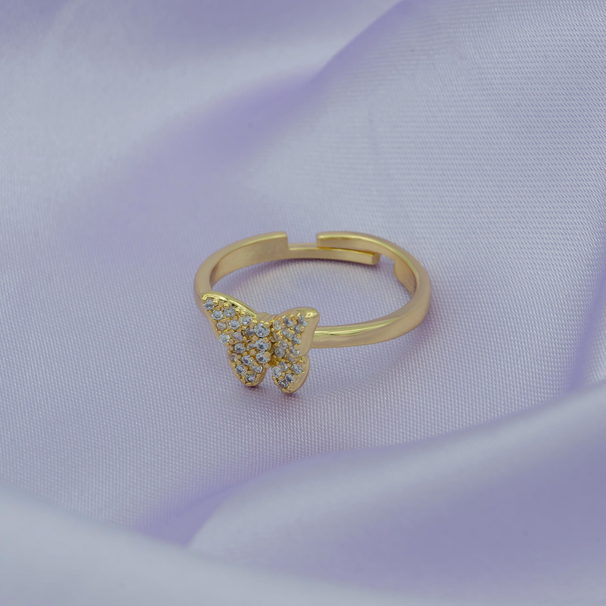 Dainty Butterfly Ring, Open Gold Adjustable Ring, Cute Mariposa Ring, Animal Lover Ring for Minimalist jewelry for Kids Teenager Gift Idea