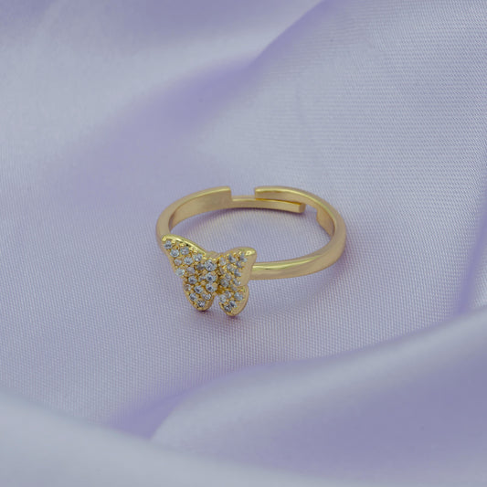 Dainty Butterfly Ring, Open Gold Adjustable Ring, Cute Mariposa Ring, Animal Lover Ring for Minimalist jewelry for Kids Teenager Gift Idea