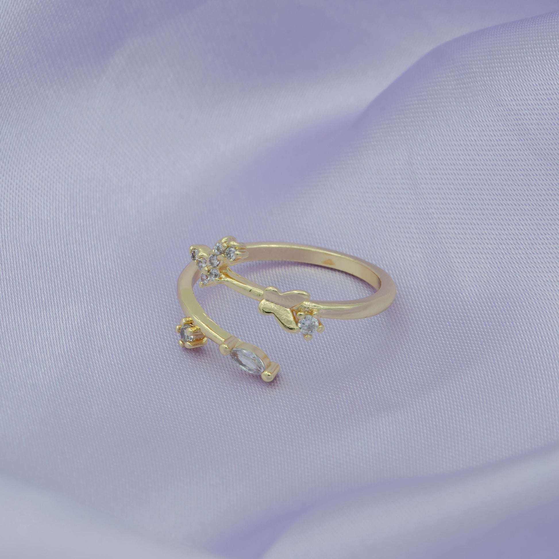 Adjustable Butterfly Ring, Gold Butterfly Ring, Mariposa Monarch Butterfly Ring Micro Pave Butterfly Ring, Minimalist open ring