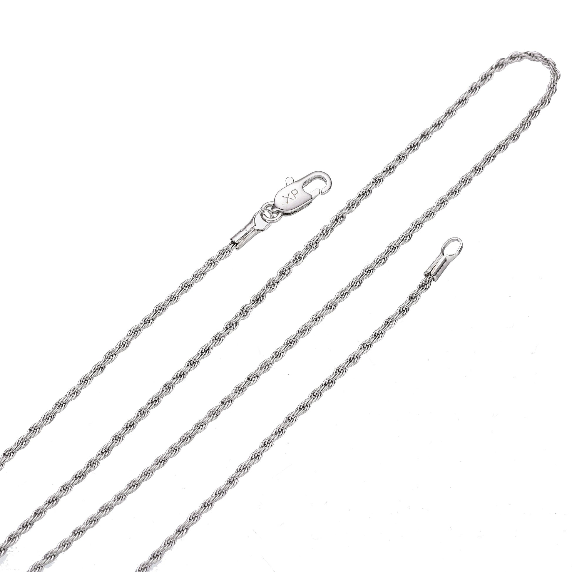 1pc 20'' Ready to Use WhiteGoldfilled Rope Necklace Chain, Layering Rope Chain Dainty Necklace, For Pendant Charm Necklace, 28