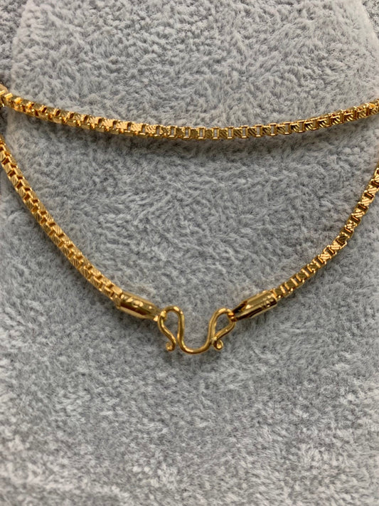 1pc 23'' Ready to Use 2.1mm 24K Gold Plated Rolo Box Necklace Chain, Layer Round Chain Bold Necklace, For Pendant Charm Necklace Making, 54