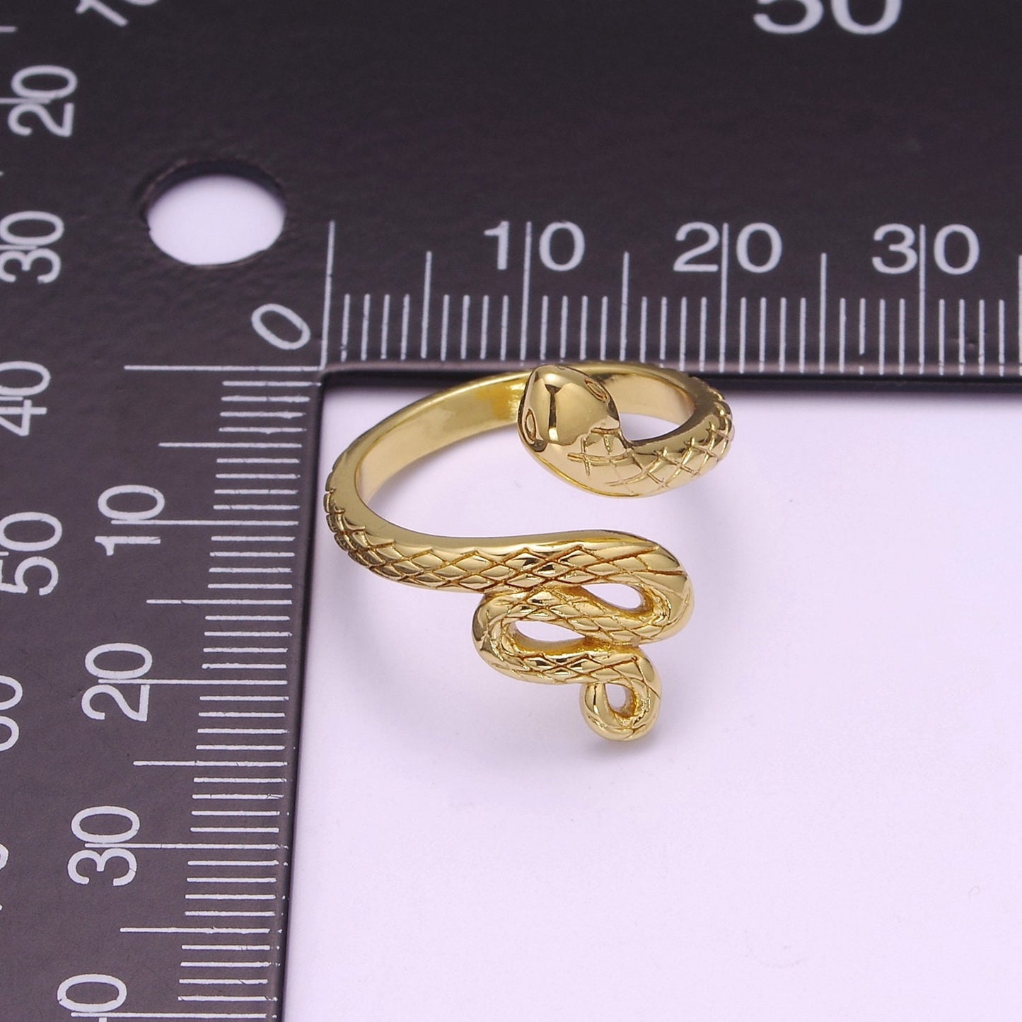 3D Gold snake ring, serpent ring, Statement ring, Gold Open Snake Ring, Twist ring, Stackable ring, Animal ring US SIze 5 O321