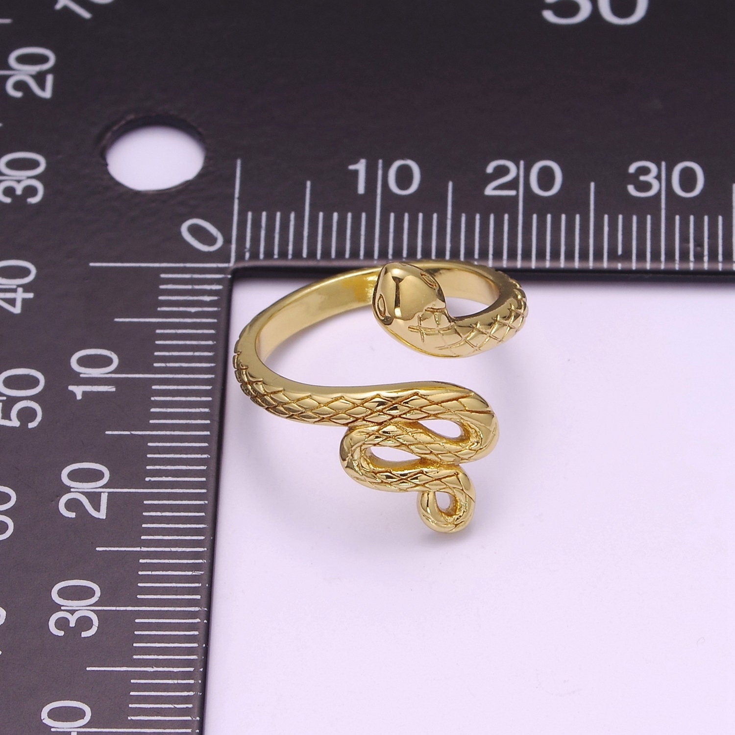 3D Gold snake ring, serpent ring, Statement ring, Gold Open Snake Ring, Twist ring, Stackable ring, Animal ring US SIze 5 O321