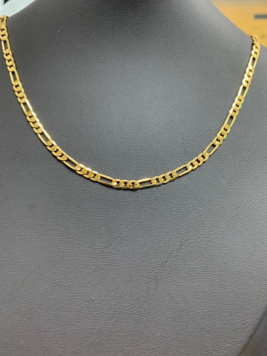1pc 17.5'' Ready to Use 24k Gold Figaro Necklace Chain, Layering Figaro Chain Dainty Necklace, Perfect for Pendant Charm, 180