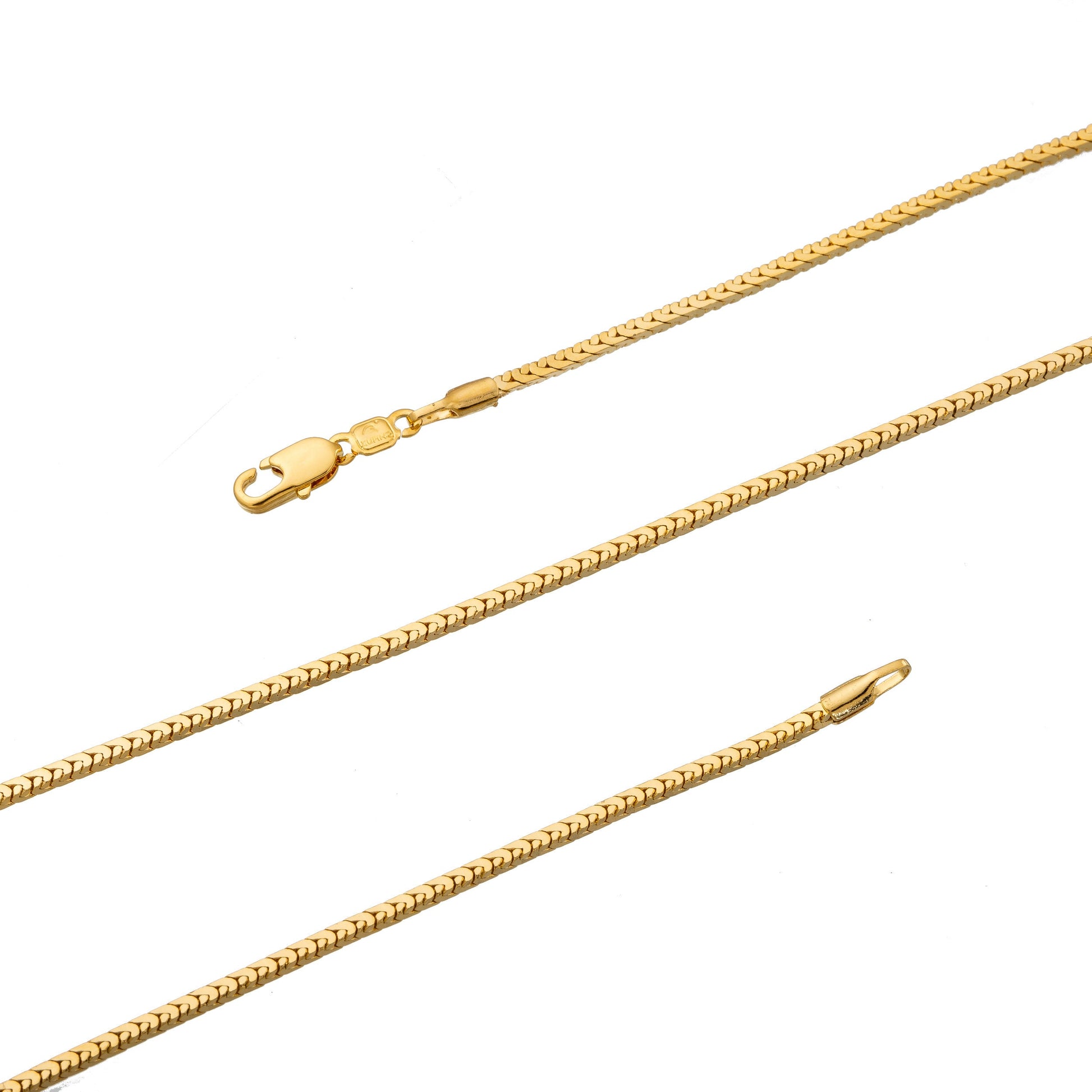 1pc 19.5'' Ready to Use 24K Gold Unique Necklace Chain, Omega LInk Layering Chain Flat Necklace, Perfect for Pendant Necklace, 186