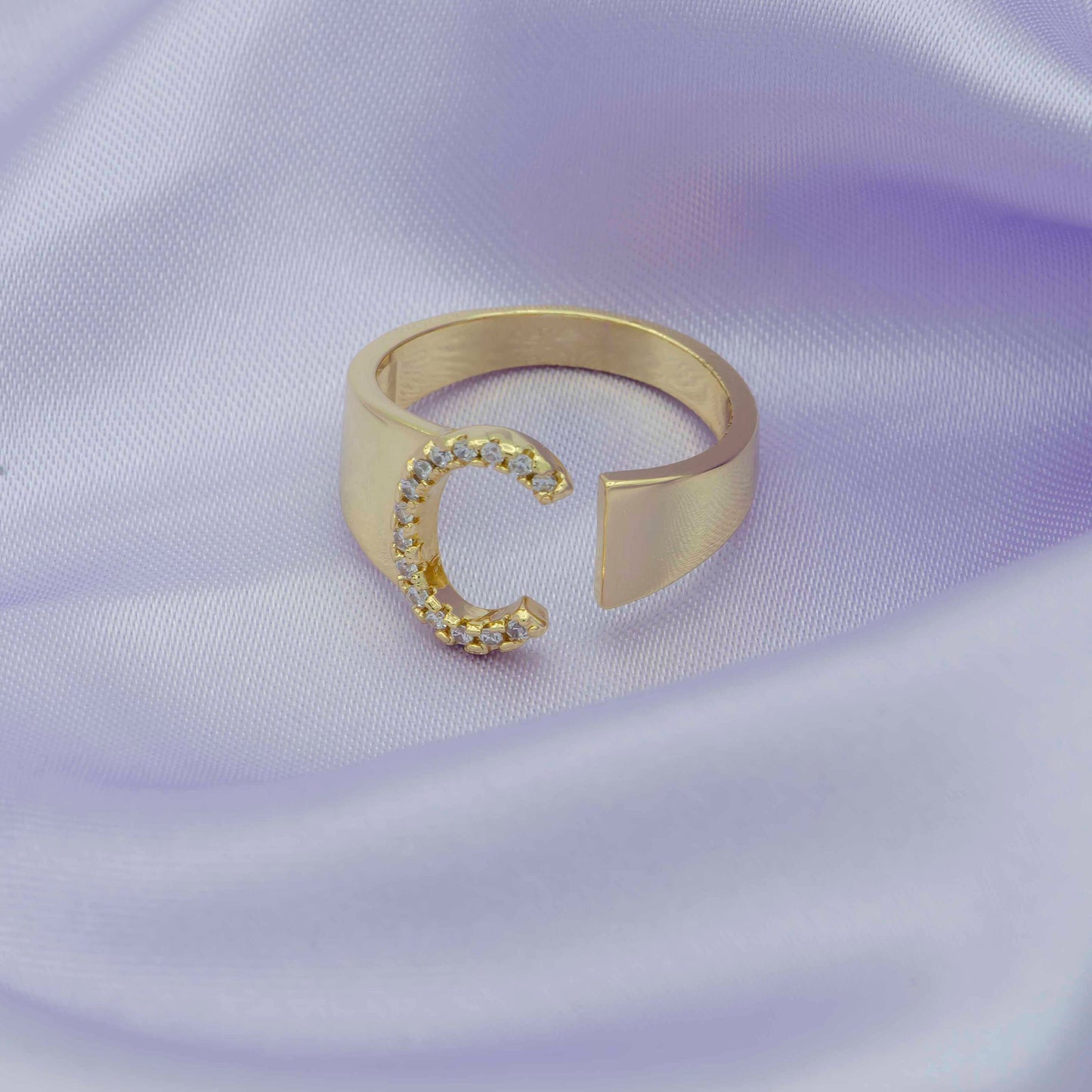 Chunky Initial Gold Ring Alphabet Ring Gold Stacking Ring Open Ring Letter Ring Vintage Gold Rings Thumb Ring Personalized Jewelry