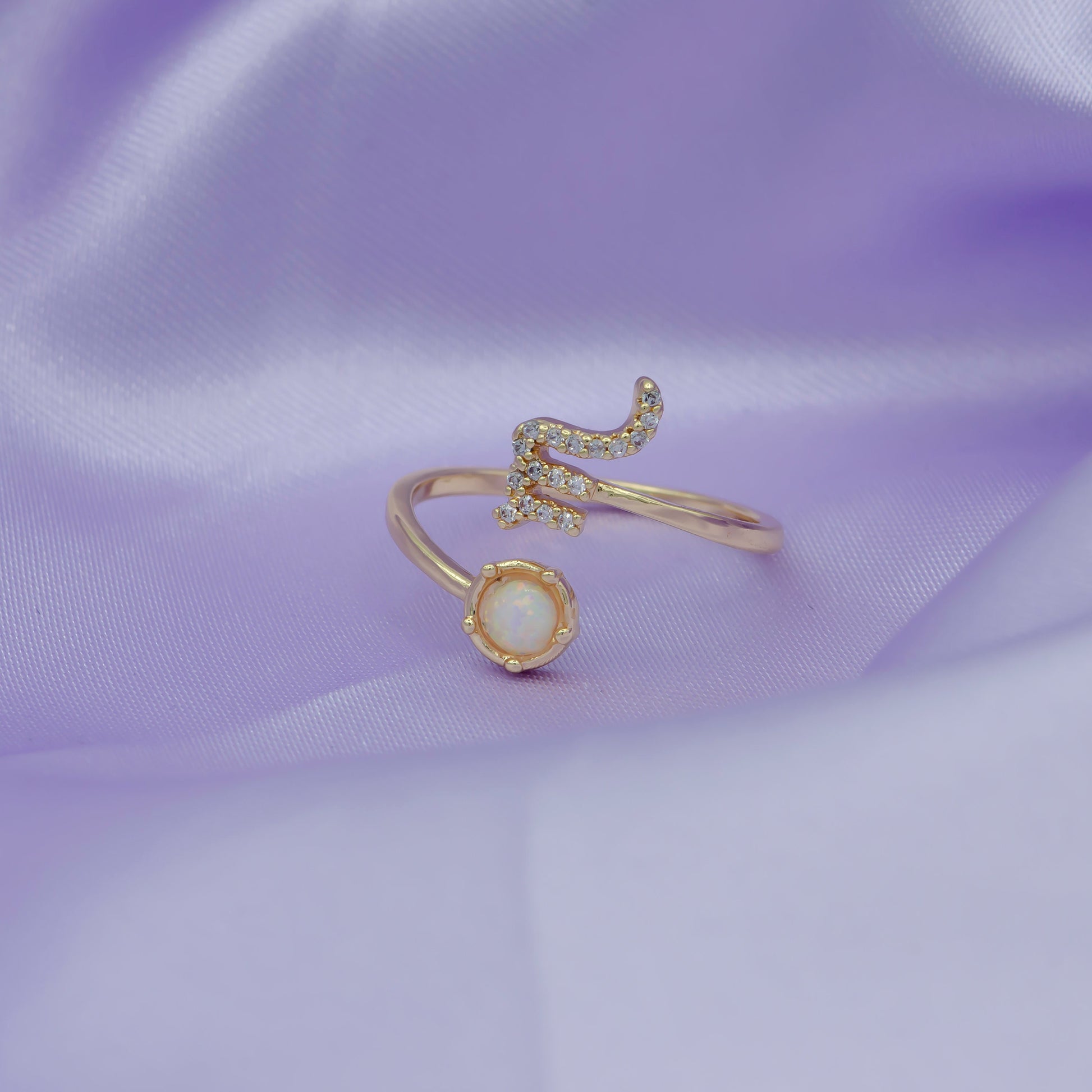 Opal Zodiac Ring Constellation Sign Cubic Zirconia Gold Ring, Astrology Horoscope Ring Birthday Personalized Gift for Her Wife friend R363