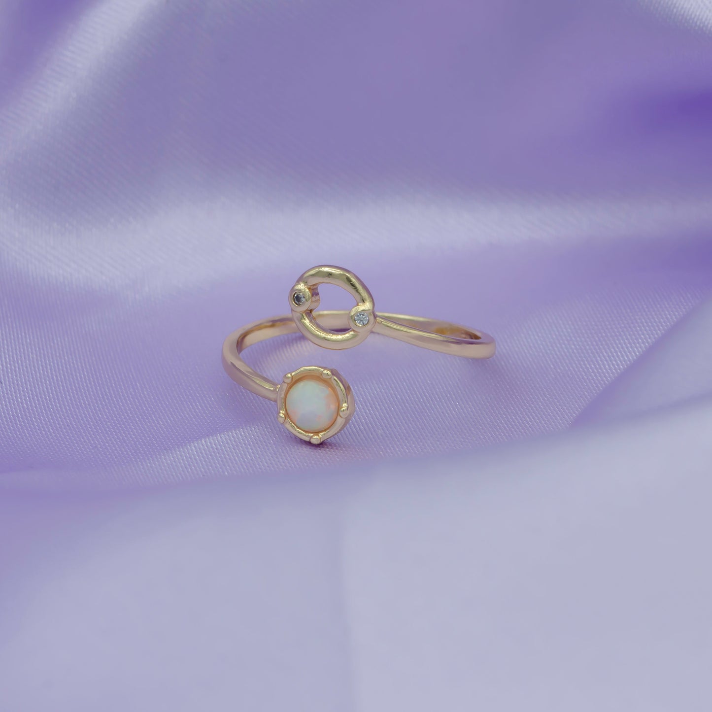 Opal Zodiac Ring Constellation Sign Cubic Zirconia Gold Ring, Astrology Horoscope Ring Birthday Personalized Gift for Her Wife friend R363