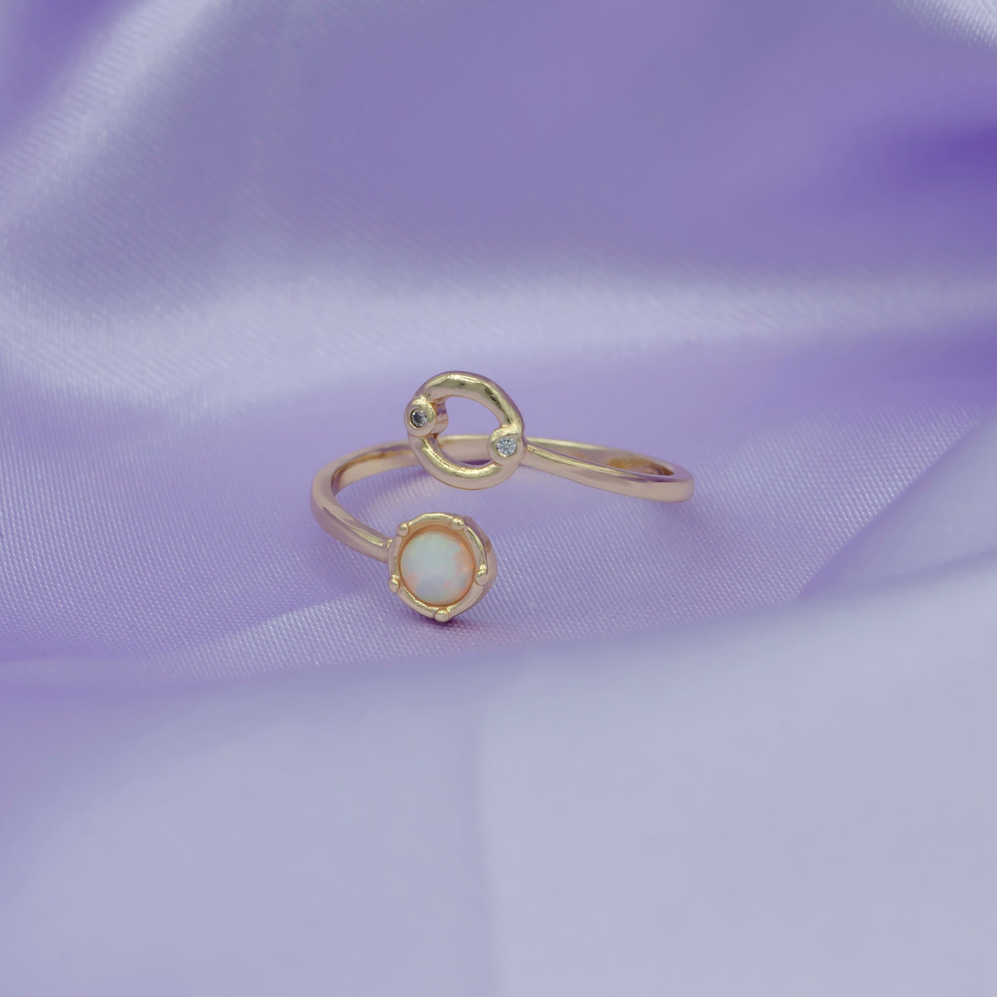Opal Zodiac Ring Constellation Sign Cubic Zirconia Gold Ring, Astrology Horoscope Ring Birthday Personalized Gift for Her Wife friend R363