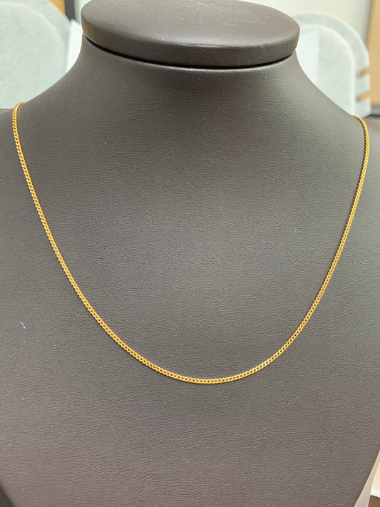 1pc Dainty 17.5''x 0.5mm thick x 1.3mm (w) ready to wear Gold Cuban curb Necklace, Layering Miami Link Chain For Jewelry Making Charm, 196