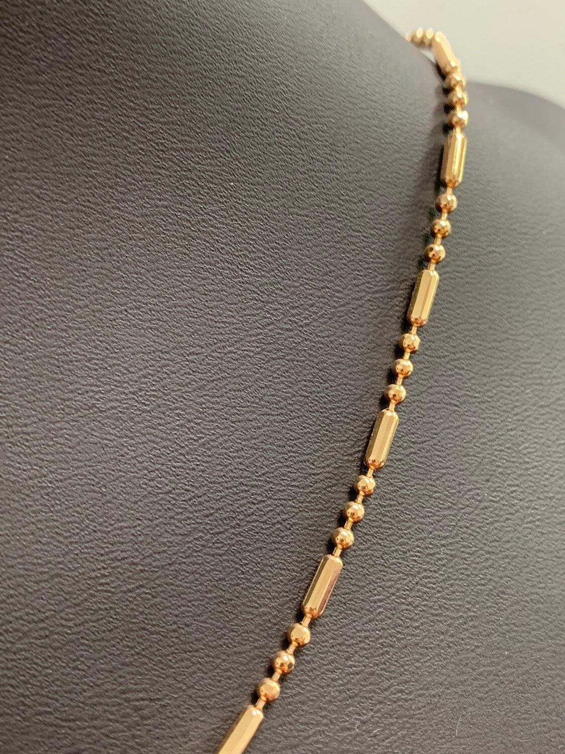 1pc 17.5'' Ready to Use Gold Bar & Bead Necklace Chain, Layering Beaded Chain, Bold Beaded Necklace, For Chain Necklace, 271