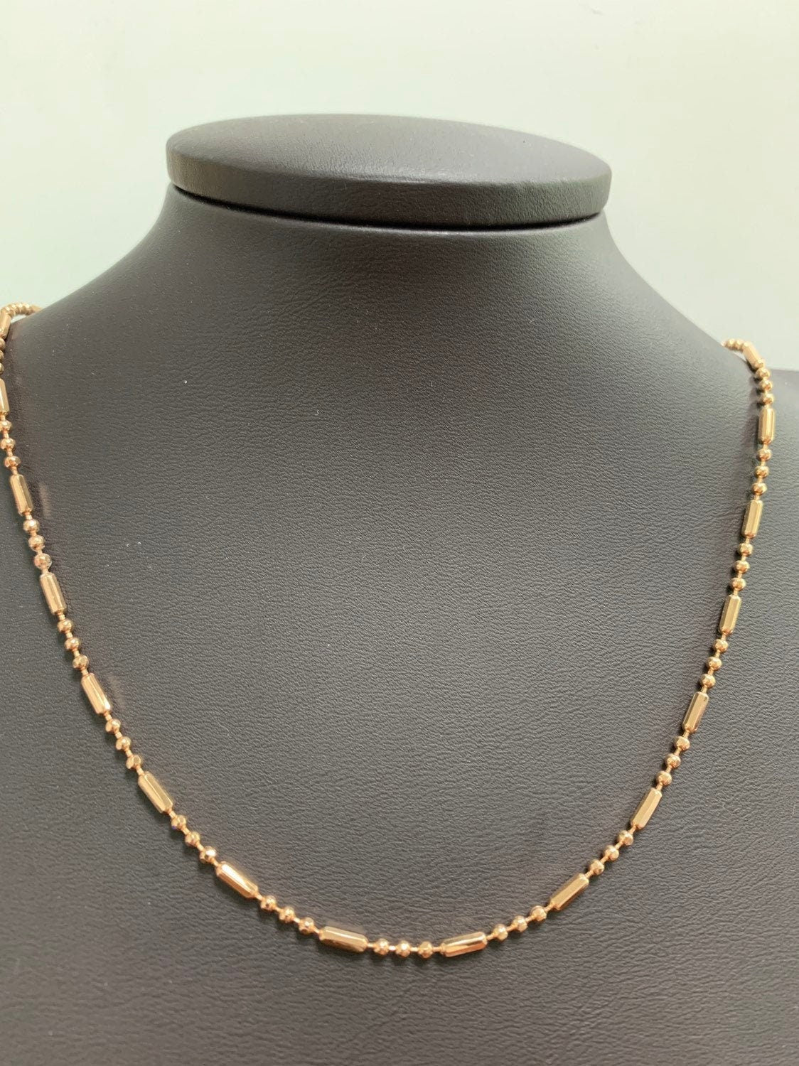 1pc 17.5'' Ready to Use Gold Bar & Bead Necklace Chain, Layering Beaded Chain, Bold Beaded Necklace, For Chain Necklace, 271