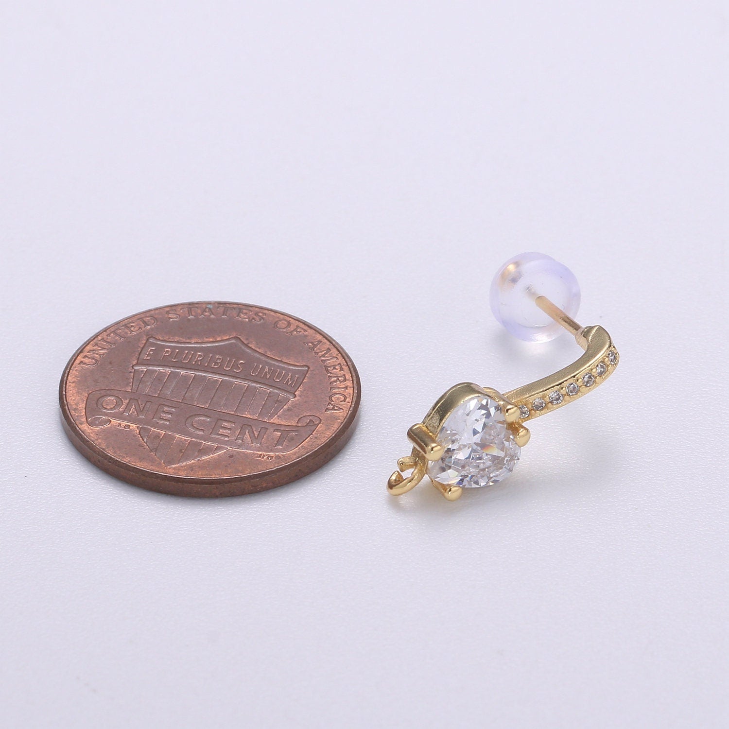 Dainty Gold Stud Earring CZ Stud Earring, Open Ring Zirconia Earring for Earring Jewelry Making Supply Component L267