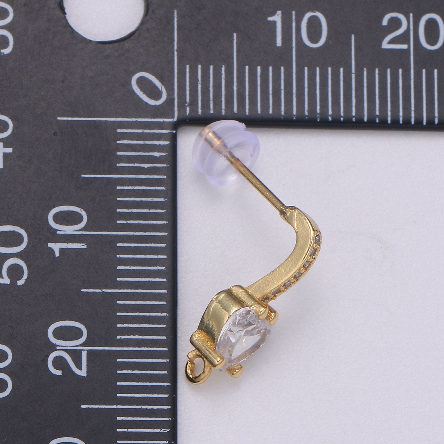 Dainty Gold Stud Earring CZ Stud Earring, Open Ring Zirconia Earring for Earring Jewelry Making Supply Component L267