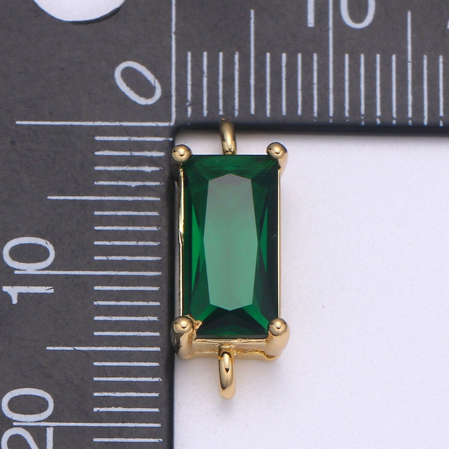 Rectangle Solitaire CZ Birthstone Charm Connector Geometric Diamond Cut Dainty Cubic Zirconia Connector for Necklace Earring Supply F611