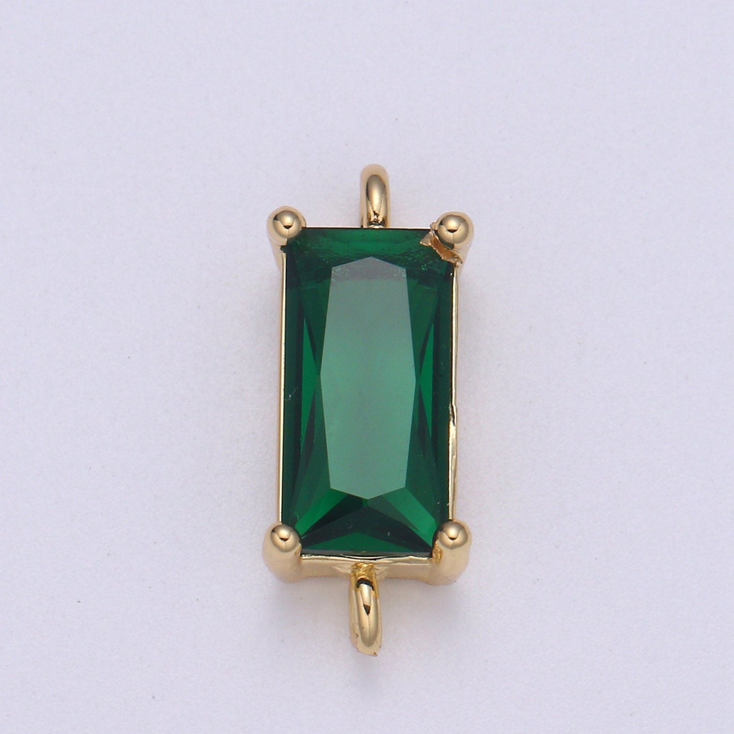 Rectangle Solitaire CZ Birthstone Charm Connector Geometric Diamond Cut Dainty Cubic Zirconia Connector for Necklace Earring Supply F611