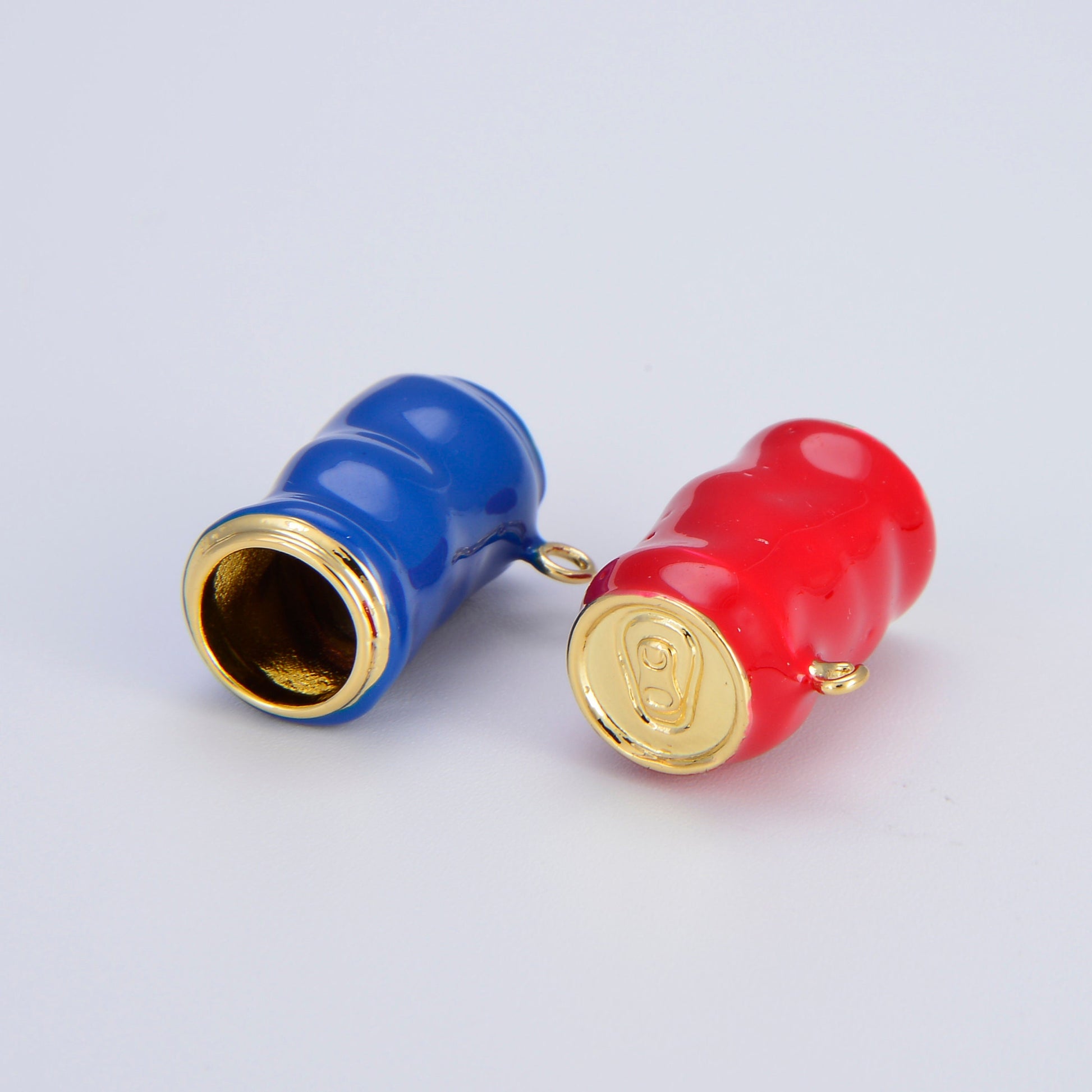 Dainty Enamel Soda Can Bead Spacer Red Blue Can Barrell Charm Bead for Bracelet Beaded Component