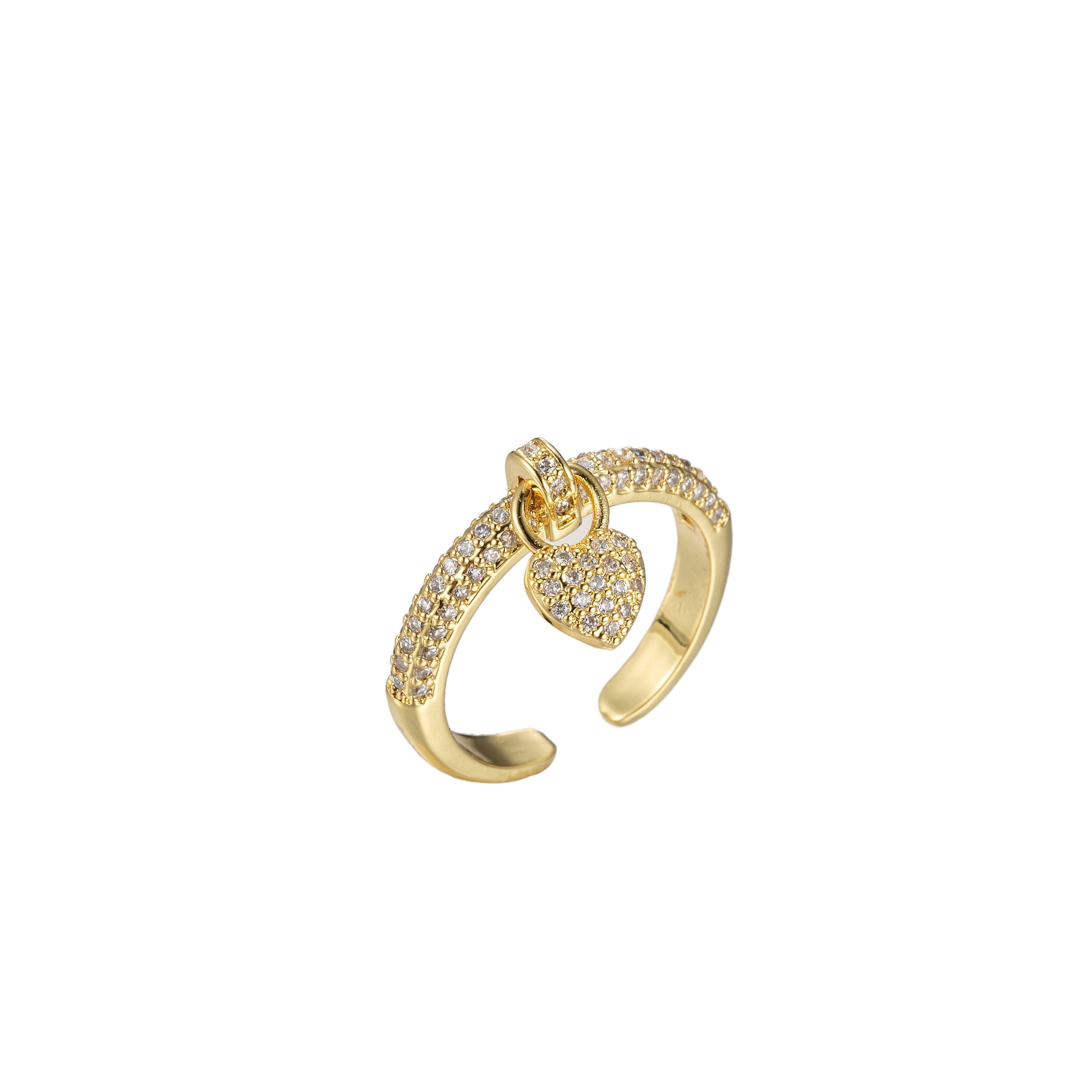 1x Heart dangle ring - tiny heart ring - cz heart - love ring - zircon charm - Anniversary Birthday Wedding Bridal Shower Promise Ring O343