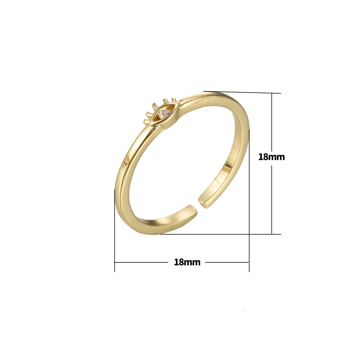 Dainty Eye gold ring, Open adjustable Evil eye ring, Simple gold ring, Delicate ring, Thin gold ring, Cute ring, Minimalist jewelry O350