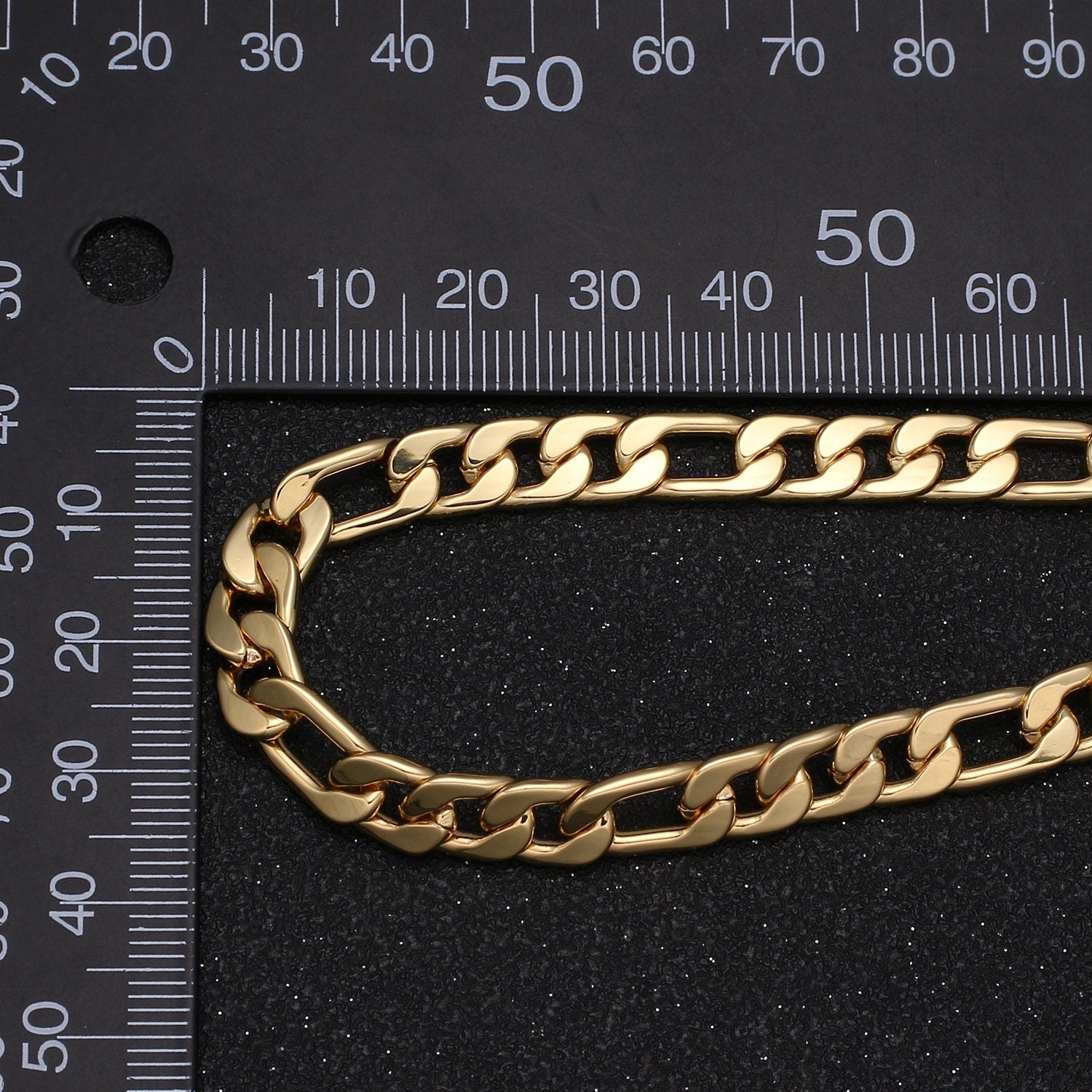 6.3mm, Wide Figaro Gold Chain by Yard, Link Cable Link Elongate Chain, Wholesale bulk Roll Chain DIY Craft, Roll-494