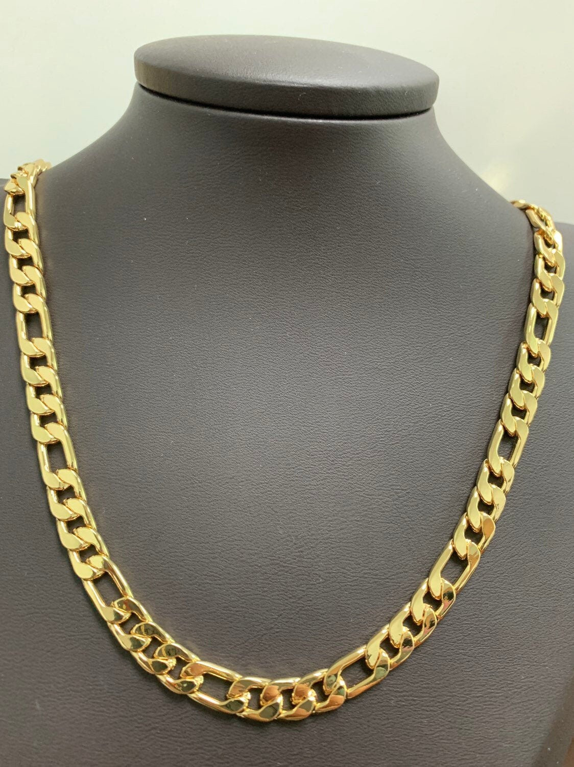 6.3mm, Wide Figaro Gold Chain by Yard, Link Cable Link Elongate Chain, Wholesale bulk Roll Chain DIY Craft, Roll-494