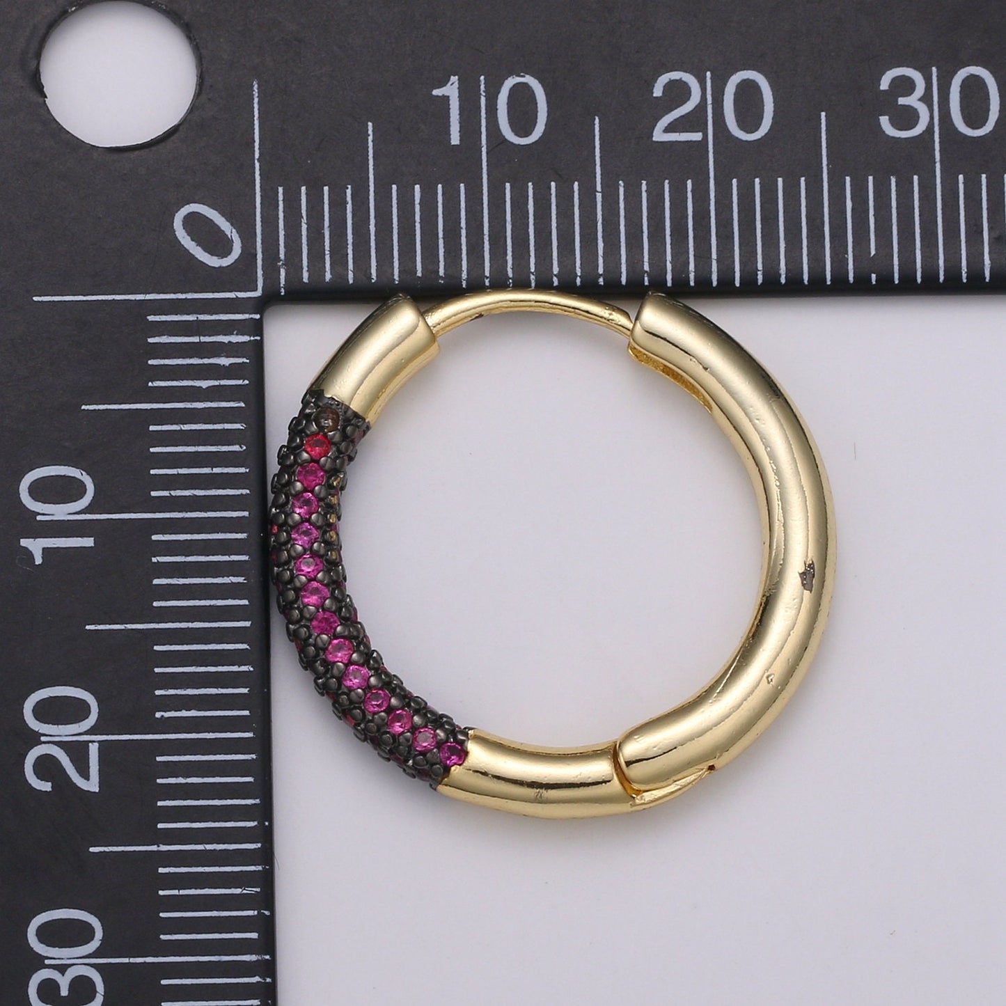 1 Pair CZ Pave Lightweight Hoop Earrings - Round Light Hoop Earrings Medium Gold Hoops - Simple Everyday Earrings 4 Diff Color Ear 1378-1381