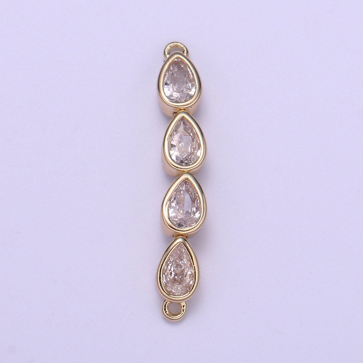 Gold Micro Pave CZ Bracelet Connector, Link Chain Connector, Bracelet Tear Drop Connector, CZ Link Connector for Jewelry Making F728