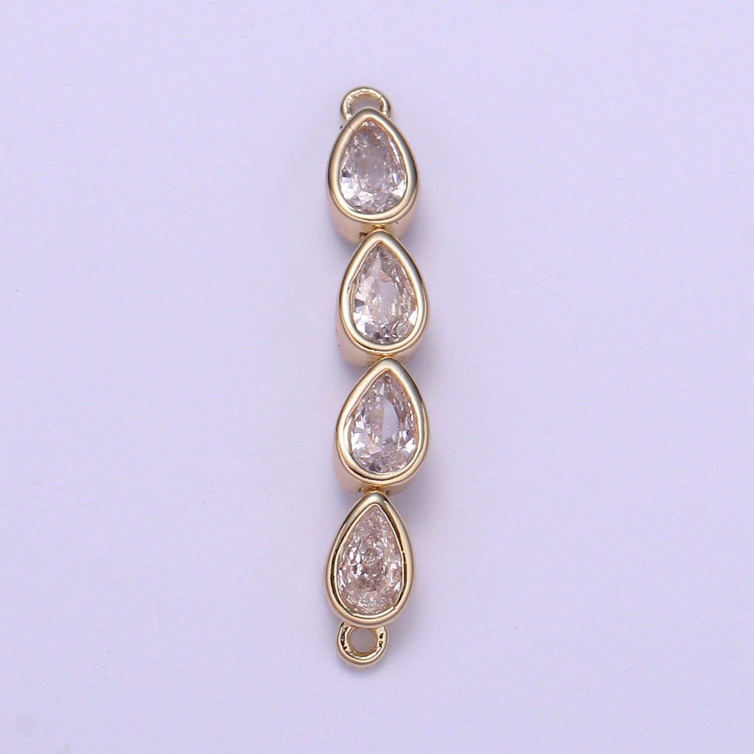 Gold Micro Pave CZ Bracelet Connector, Link Chain Connector, Bracelet Tear Drop Connector, CZ Link Connector for Jewelry Making F728