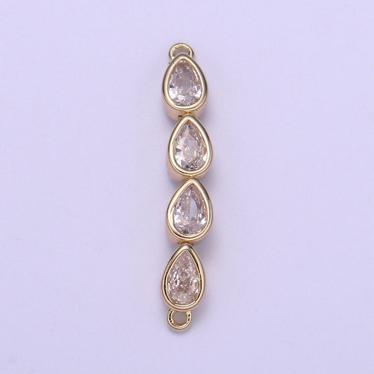 Gold Micro Pave CZ Bracelet Connector, Link Chain Connector, Bracelet Tear Drop Connector, CZ Link Connector for Jewelry Making F728