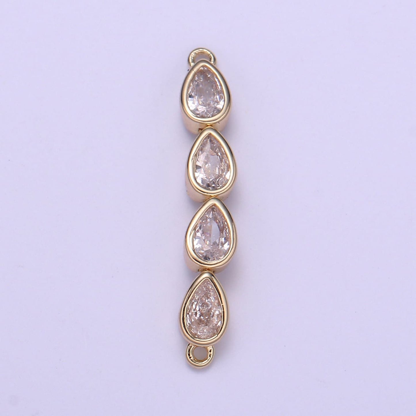 Gold Micro Pave CZ Bracelet Connector, Link Chain Connector, Bracelet Tear Drop Connector, CZ Link Connector for Jewelry Making F728