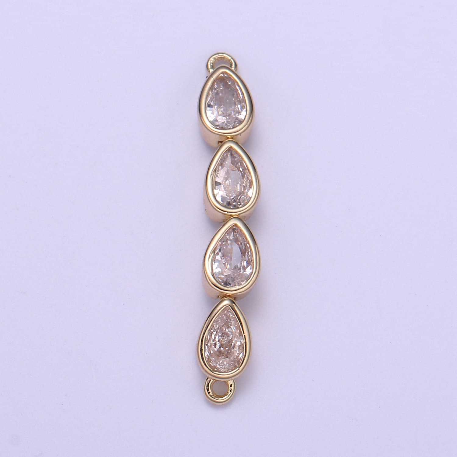 Gold Micro Pave CZ Bracelet Connector, Link Chain Connector, Bracelet Tear Drop Connector, CZ Link Connector for Jewelry Making F728