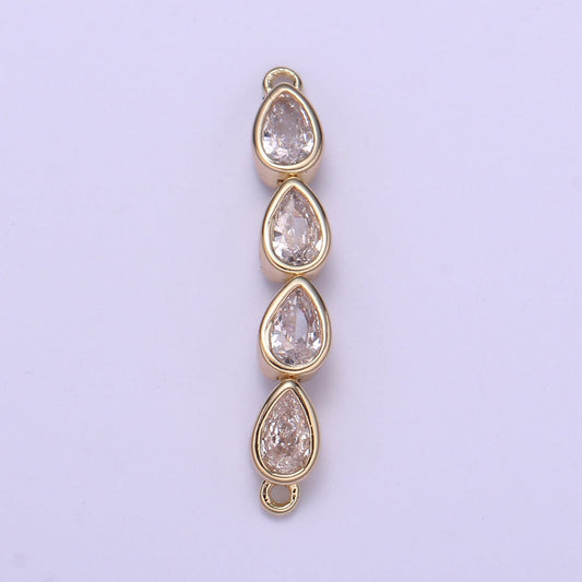 Gold Micro Pave CZ Bracelet Connector, Link Chain Connector, Bracelet Tear Drop Connector, CZ Link Connector for Jewelry Making F728