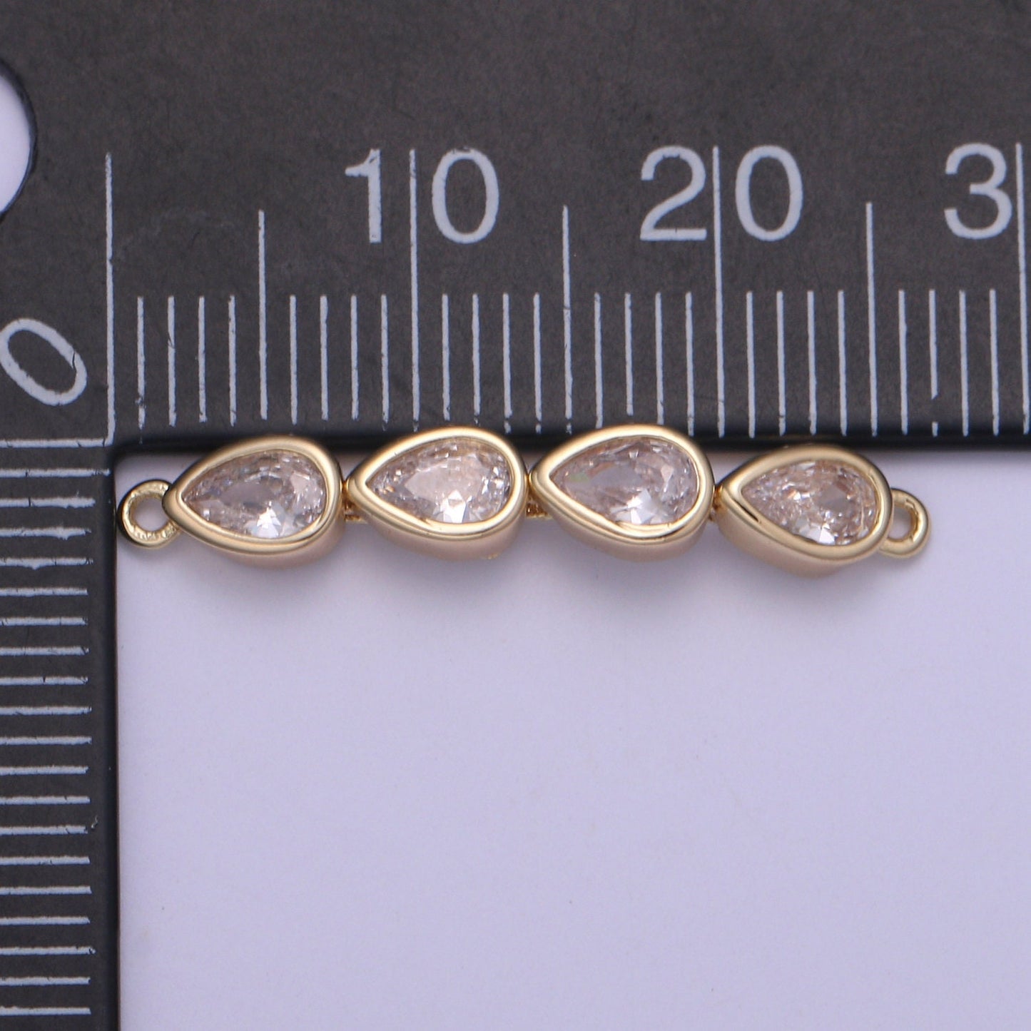 Gold Micro Pave CZ Bracelet Connector, Link Chain Connector, Bracelet Tear Drop Connector, CZ Link Connector for Jewelry Making F728