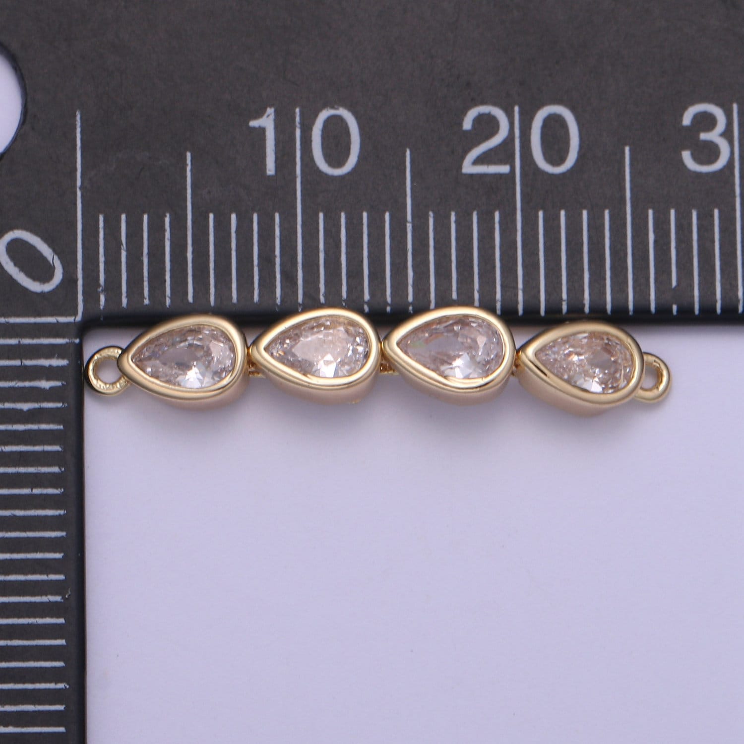 Gold Micro Pave CZ Bracelet Connector, Link Chain Connector, Bracelet Tear Drop Connector, CZ Link Connector for Jewelry Making F728