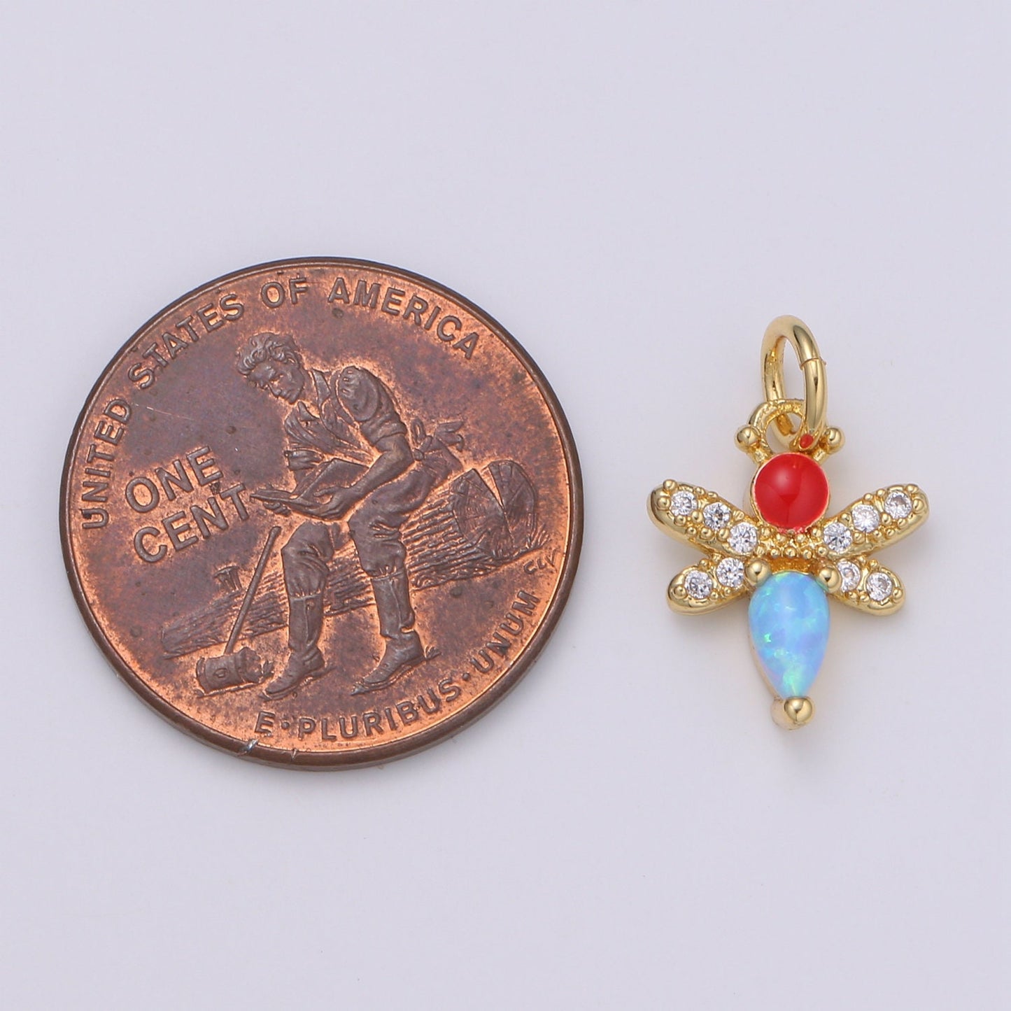 1pc Redhead Enamel Gold Micro Pave, Blue, Pink, White Opalite CZ Bee Pendant Charm, Insect Bug Pendant Charm, Flies Pendant, CHGF-2055-2057