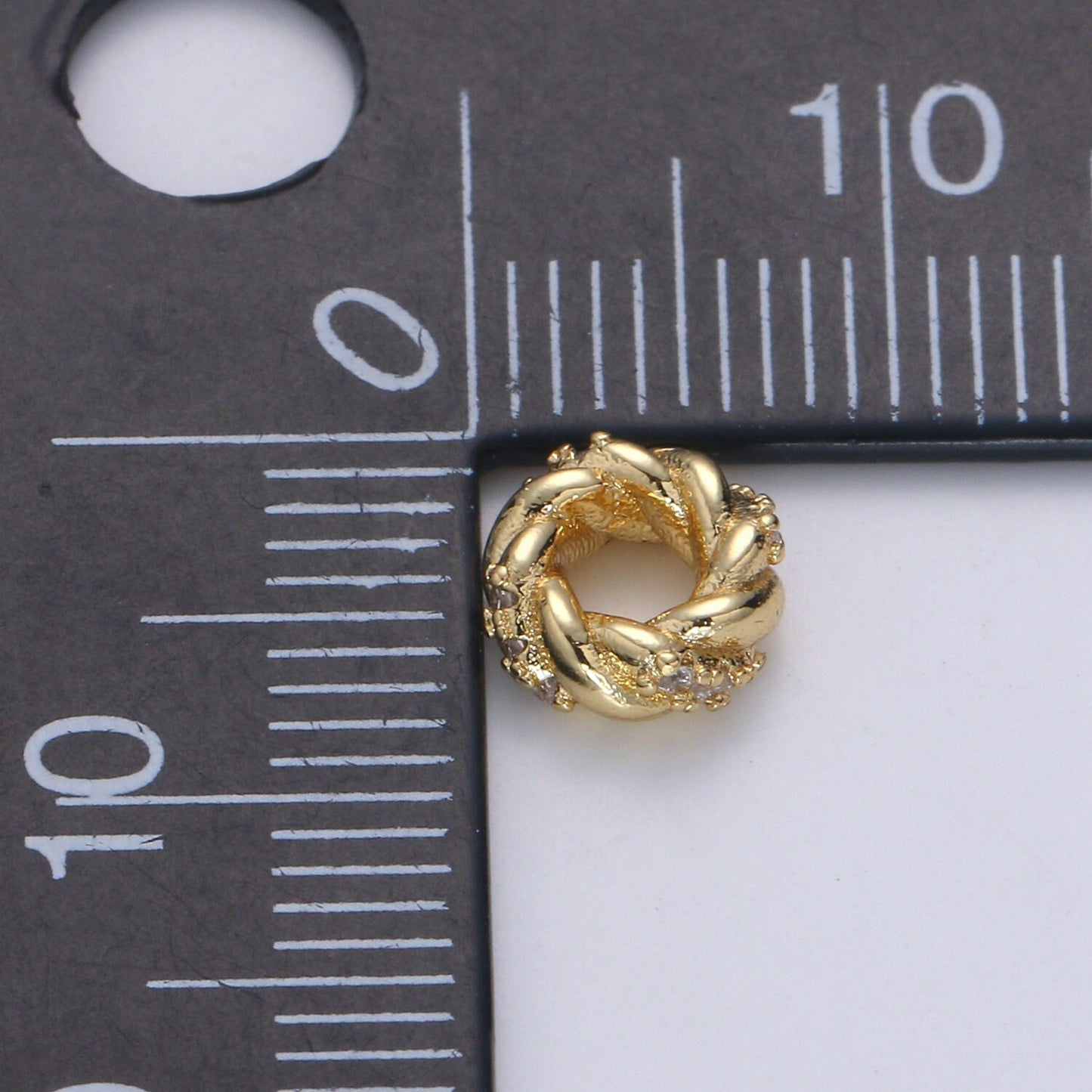 1pc Gold Spacer Beads,for DIY Beaded Bracelet Jewelry Micro Pave Cz Charms Rondelle Bead Spacer Bead Size 7mm Bead B506