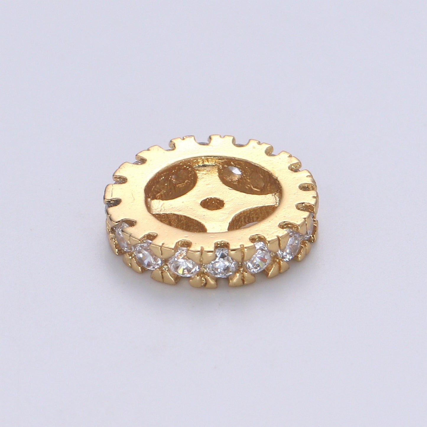 Cubic Zirconia Rondelle - Cz Beads - Crystal Spacers - Gold Rhinestone Spacer Beads Silver Bead Spacer Charm for Necklace Bracelet B508