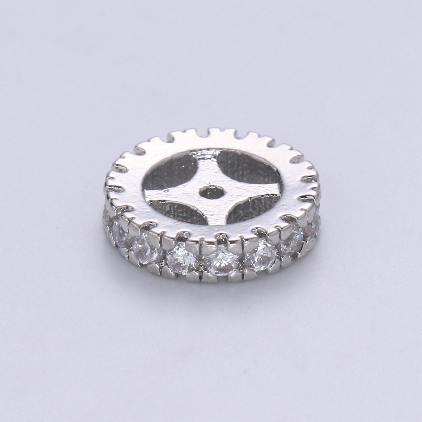 Cubic Zirconia Rondelle - Cz Beads - Crystal Spacers - Gold Rhinestone Spacer Beads Silver Bead Spacer Charm for Necklace Bracelet B508