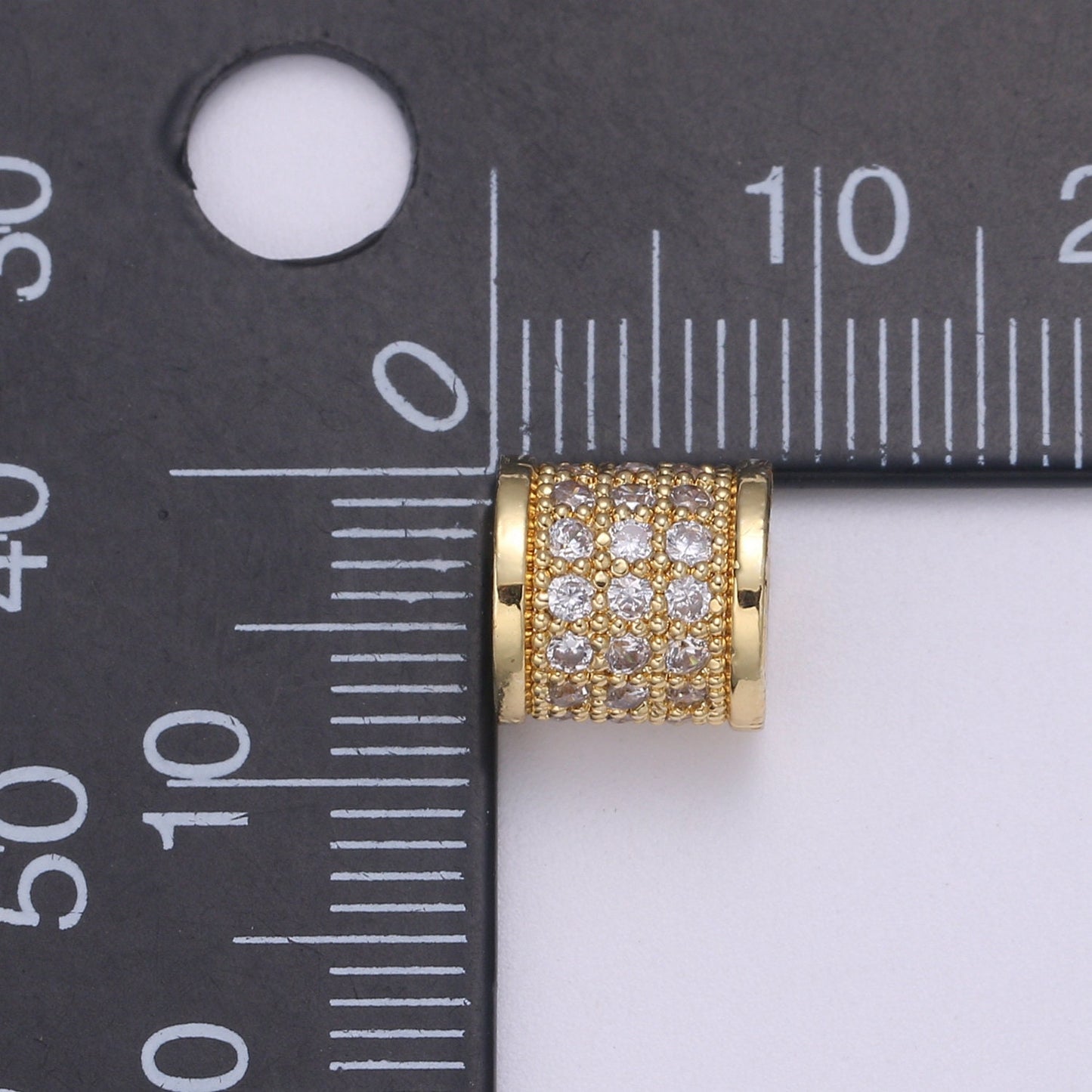 8x8mm CZ Large Hole Cylinder Drum Barrel Micro Pave Beads, Cubic Zirconia Big Hole Spacer Beads, Large Hole Spacer