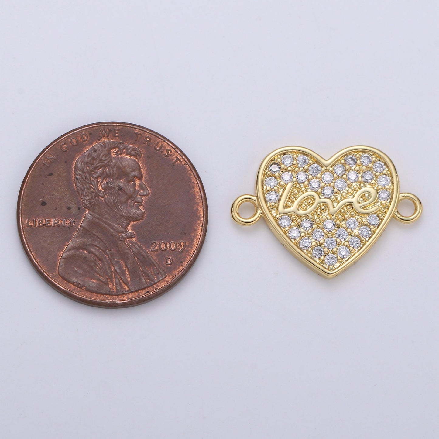 1pc Gold Micro Pave CZ Heart Charm Connector Love Micro Pave CZ Mom Connector For Bracelet and Necklace Supply, cogf 618