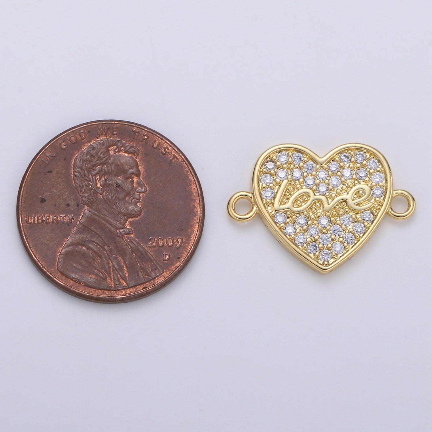 1pc Gold Micro Pave CZ Heart Charm Connector Love Micro Pave CZ Mom Connector For Bracelet and Necklace Supply, cogf 618