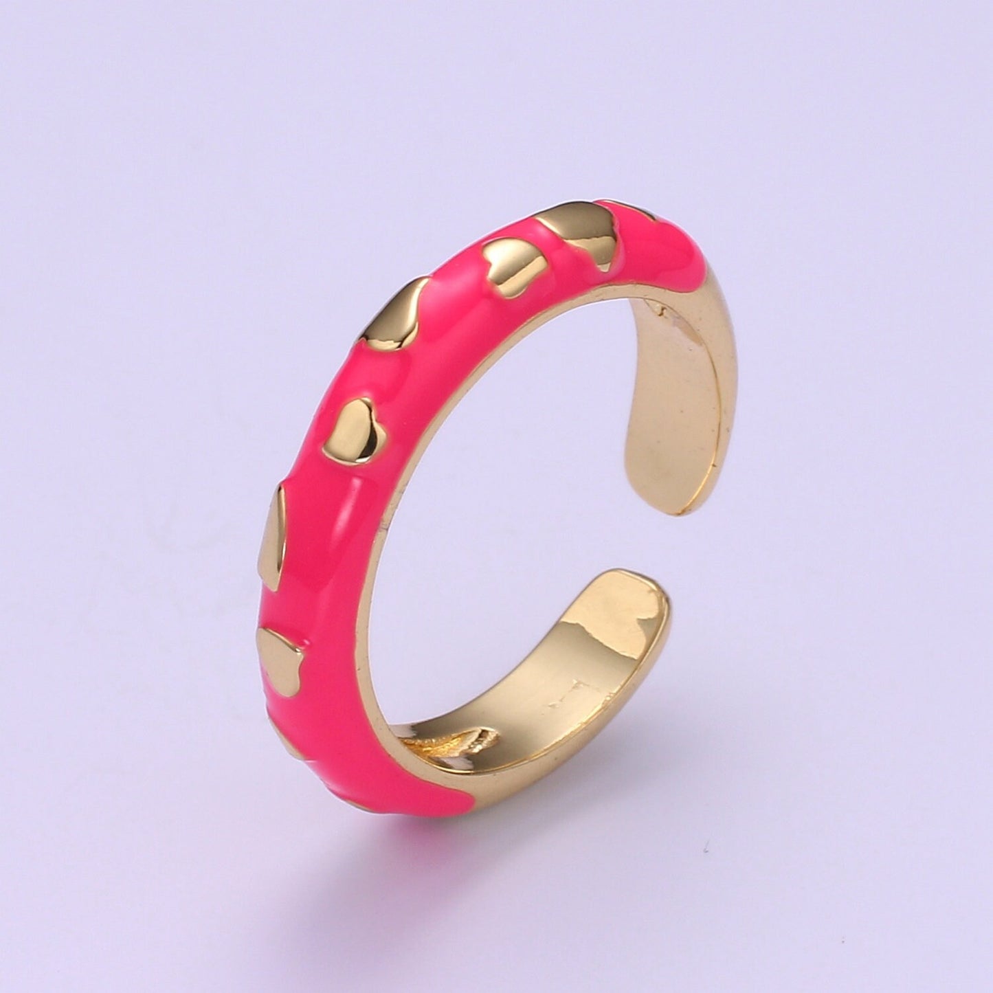 1x Dainty Colorful Enamel Ring Multicolor Enamel Band Heart Ring Stacking Open Ring Adjustable Ring Summer Trend Neon Ring