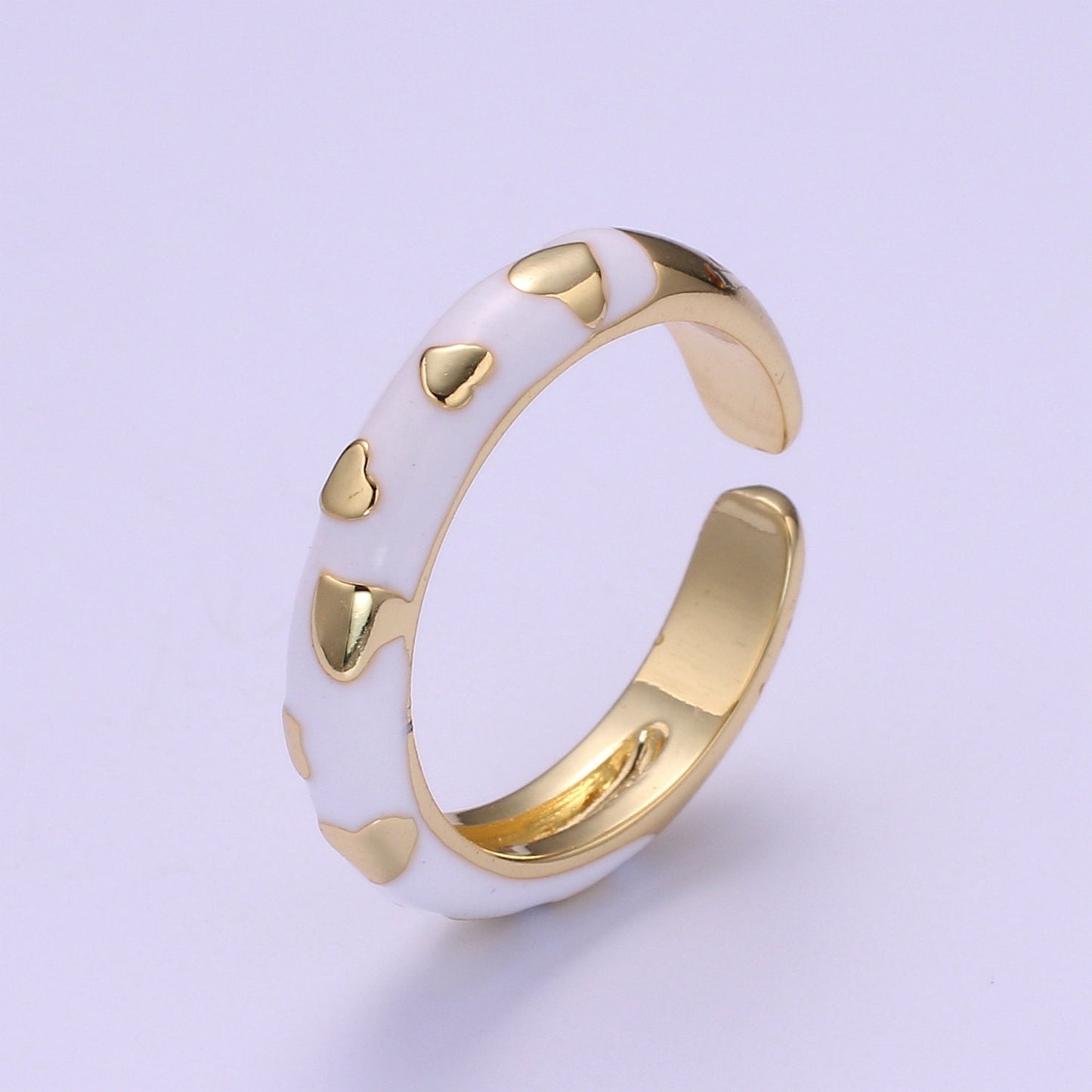1x Dainty Colorful Enamel Ring Multicolor Enamel Band Heart Ring Stacking Open Ring Adjustable Ring Summer Trend Neon Ring