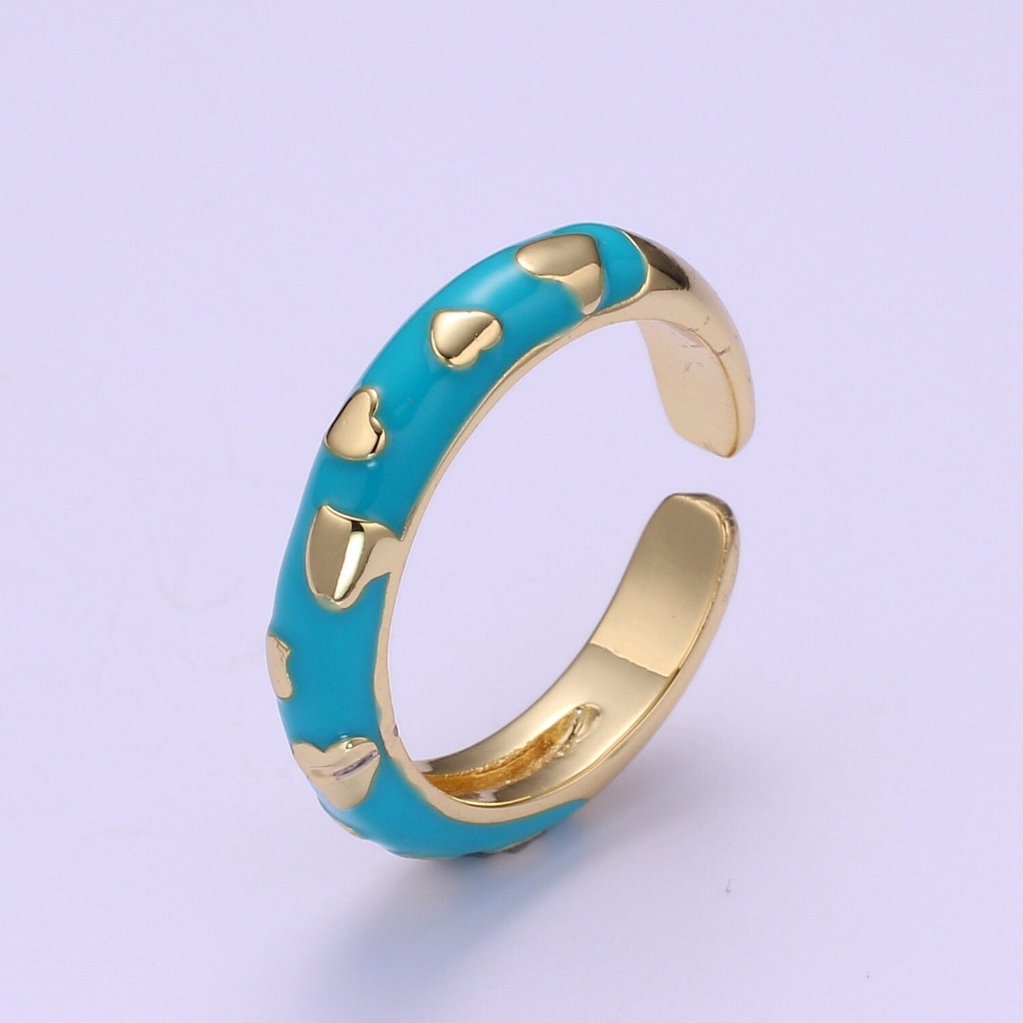 1x Dainty Colorful Enamel Ring Multicolor Enamel Band Heart Ring Stacking Open Ring Adjustable Ring Summer Trend Neon Ring