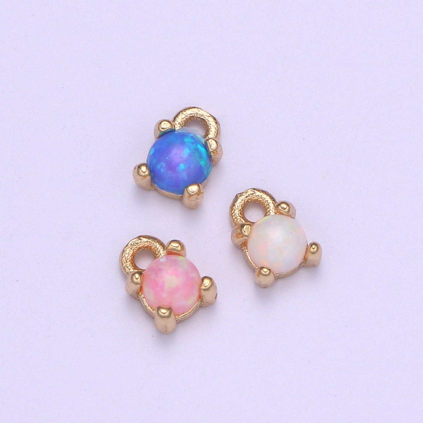 Mini opal oval charm, Dainty Gold Plated Charm Dainty charm Bracelet Earring Necklace supplies, Jewelry making Blue Pink White